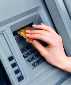 Cash withdrawal from ATM cashpoint machine