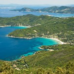 Procchio: The bay, centre, with Biodola and far left, Viticcio Bays beyond.