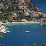 Assos: You may have enough water to moor on the mole, otherwise anchor away!