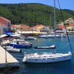 Fiskardo: The south quay of the harbour, with its colourful buildings