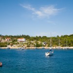 Fiskardo: The north bank of the harbour - room for plenty more yachts here!