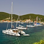 Fiskardo: View of the village looking across the bay.