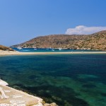Kolona: The bays either side of the sand spit looking west