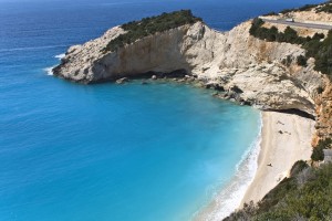 Katsiki: The beach and ice blue waters of the bay