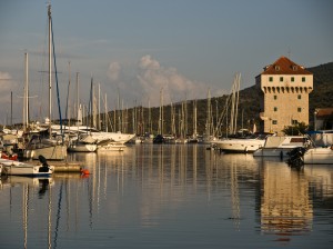 Marina: The distinctive tower in Marina Agana, surrounded by assorted yachts