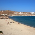 Kalo Livadi: The beach and bay, with buoyed off swimming area