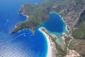 Oludeniz: Aerial view of the beach, lagoon and anchorage Oludeniz: Aerial view of the beach, lagoon and anchorage