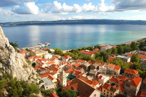 Omis: The town, beach and harbour from the gorge