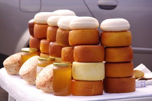 Pag Town: A selection of the local cheeses and honey
