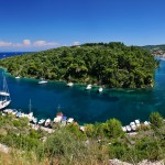 Gaios: Panorama, with the town, right and quay stretching around the channel