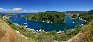 Gaios: Panorama, with the town, right and quay stretching around the channel