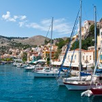 Symi Town: Yachts on the north quay of the inner harbour
