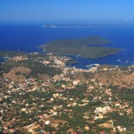 Mourtos: Aerial view with the Islands of Nikolaos, Sivota, and in the distance, Corfu visible