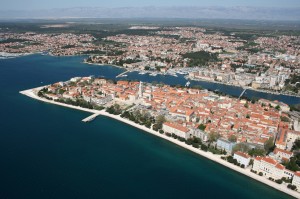 Zadar: Aerial view with Zadar Marina centre, and Vitrenjak Marina far left